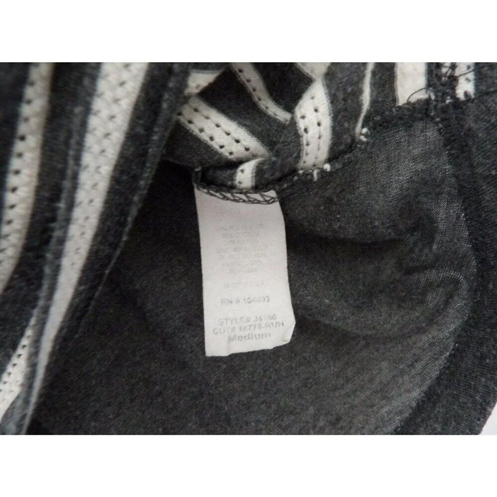 MINE Top Womens‎ Medium Loose Fit Stripe Gray Short Sleeve Relaxed Fit